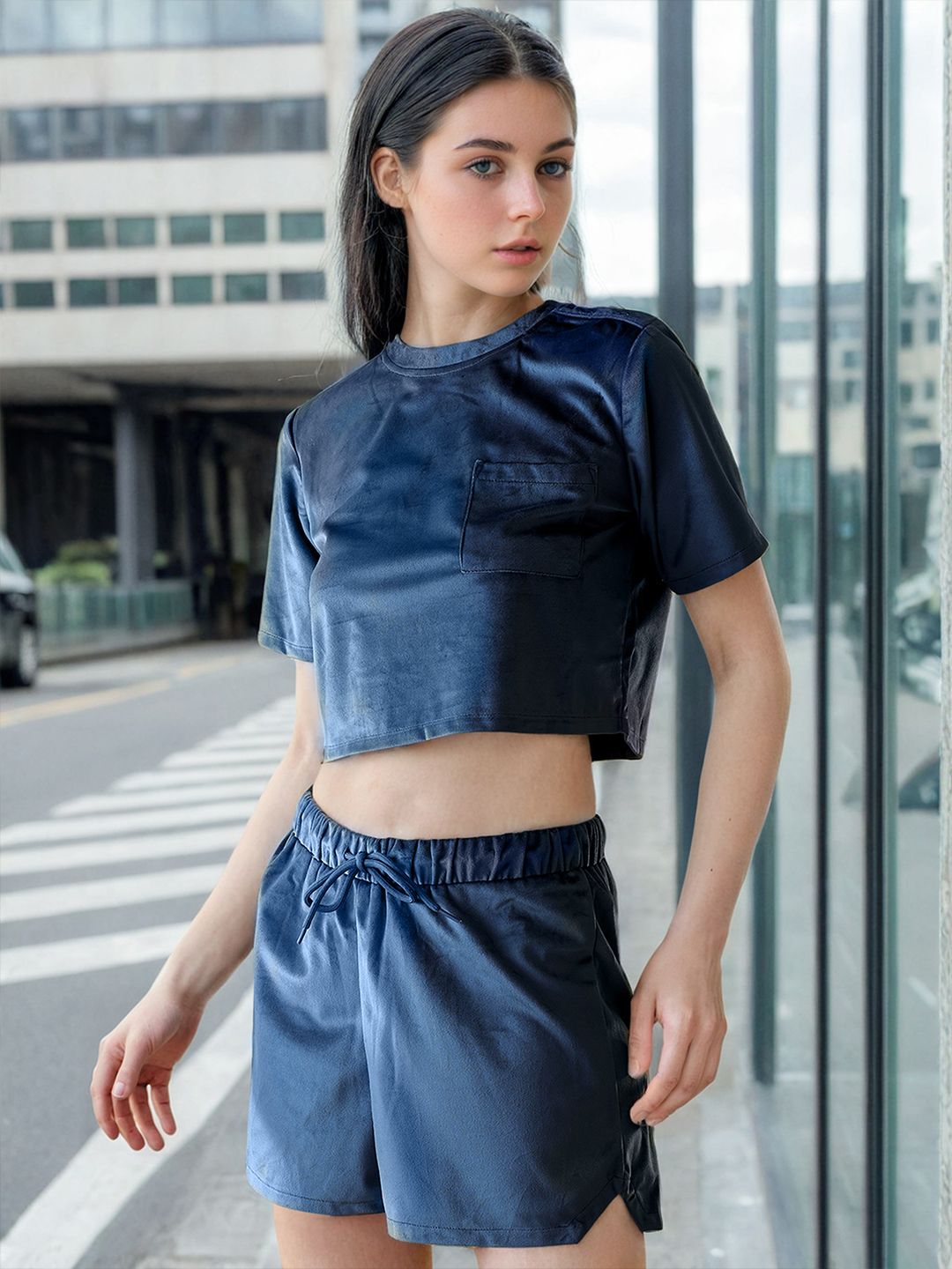 Freehand by The Indian Garage Co Crop Top With Shorts Co-Ords