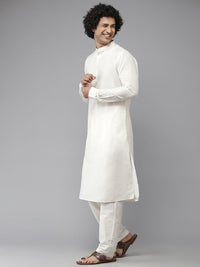 See Designs Men White Pure Silk Kurta with Pyjamas
