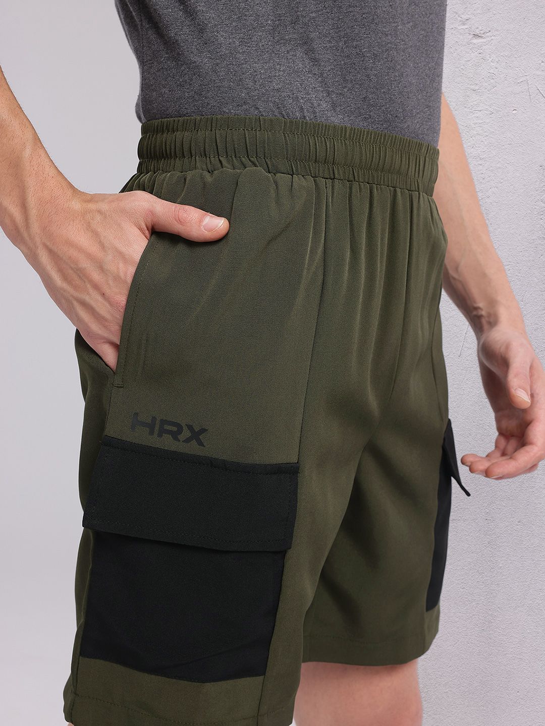 HRX by Hrithik Roshan Men Colourblocked Mid-Rise Cargo-Style Lifestyle Shorts