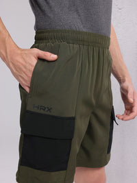 HRX by Hrithik Roshan Men Colourblocked Mid-Rise Cargo-Style Lifestyle Shorts