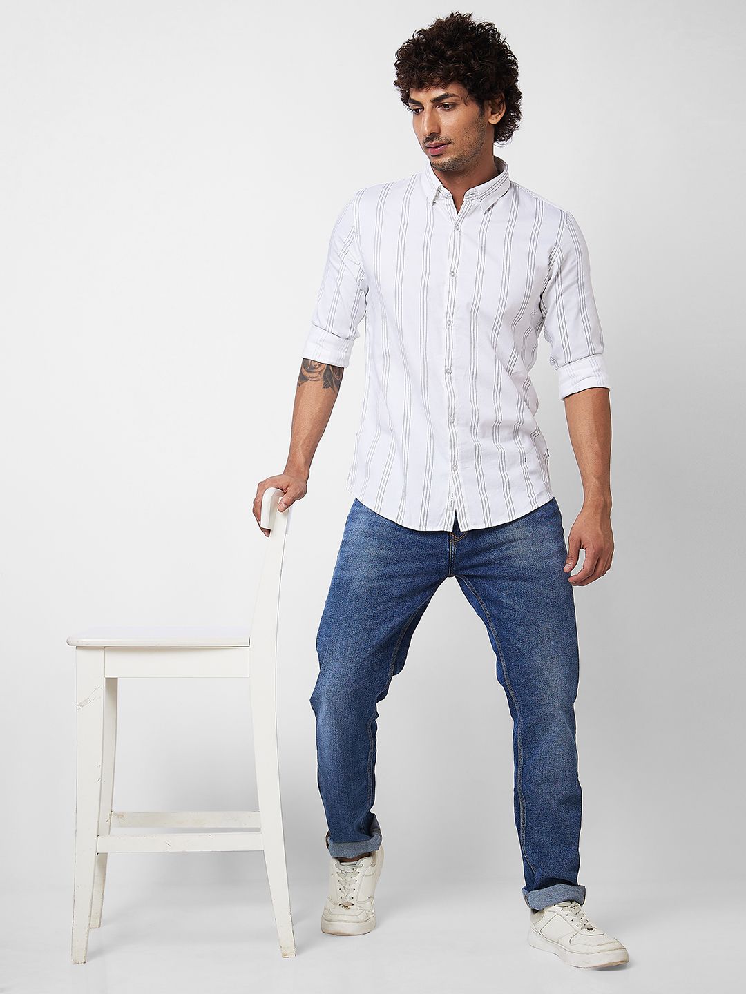 SPYKAR Vertical Striped Cotton Shirt