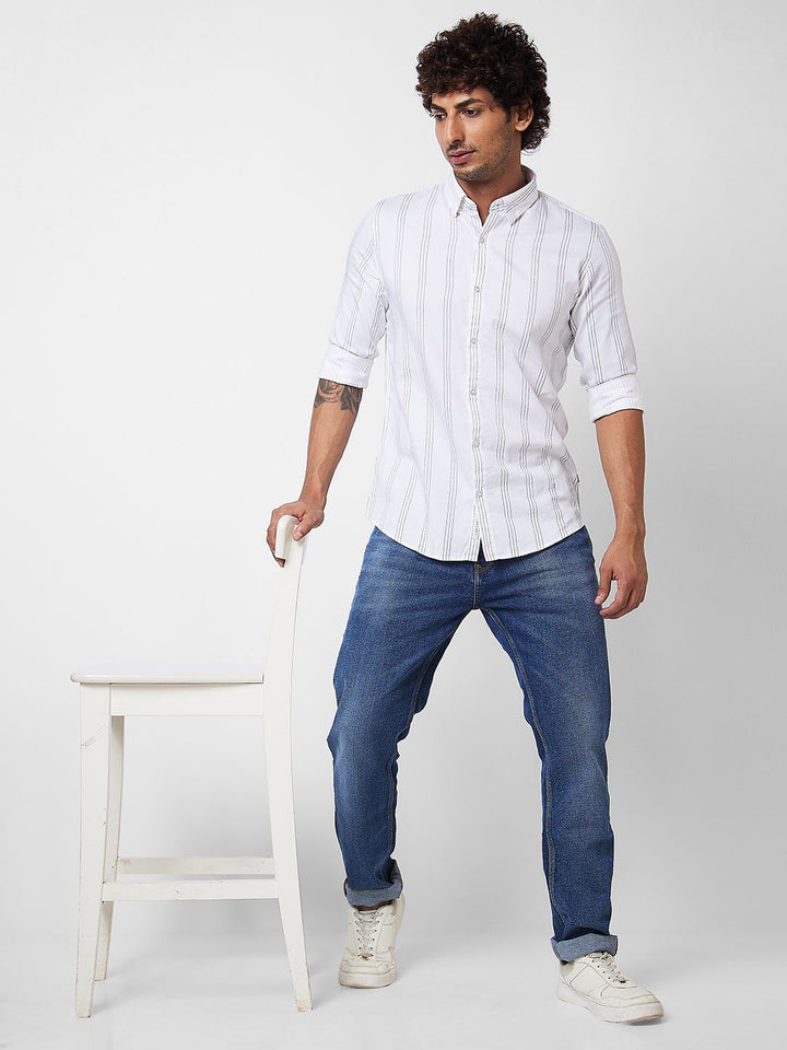 SPYKAR Vertical Striped Cotton Shirt