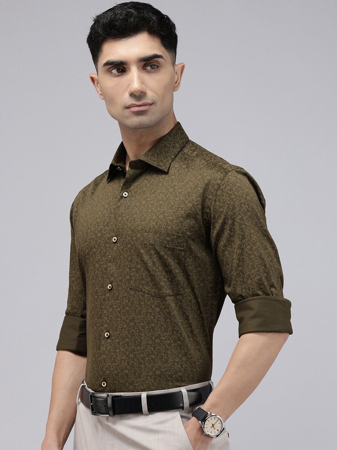 Park Avenue Slim Fit Floral Printed Formal Shirt