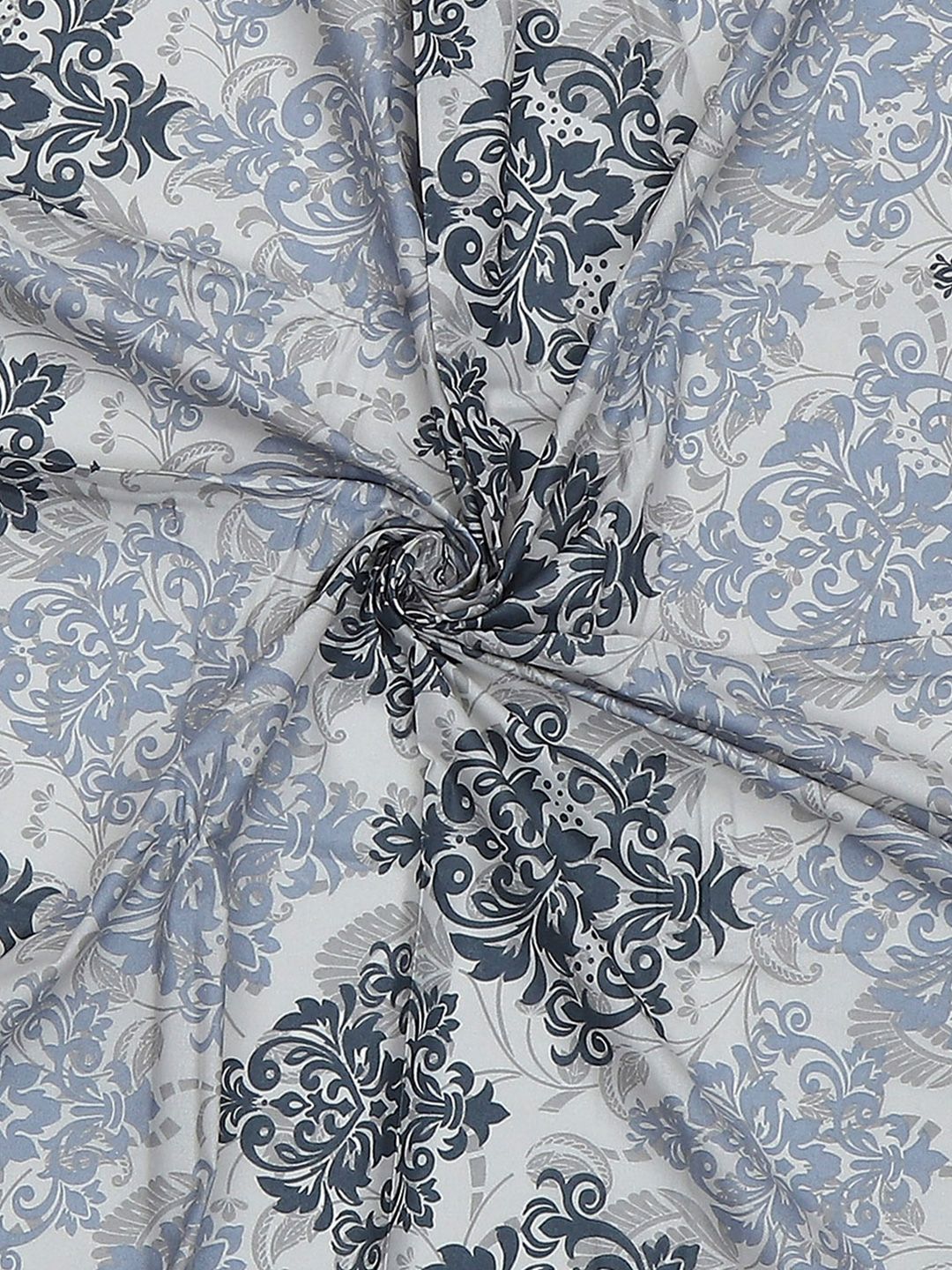 Monte Carlo Grey & Blue Ethnic Motifs Cotton 104 TC Single Bedsheet Set-2.24 m x 1.52 m