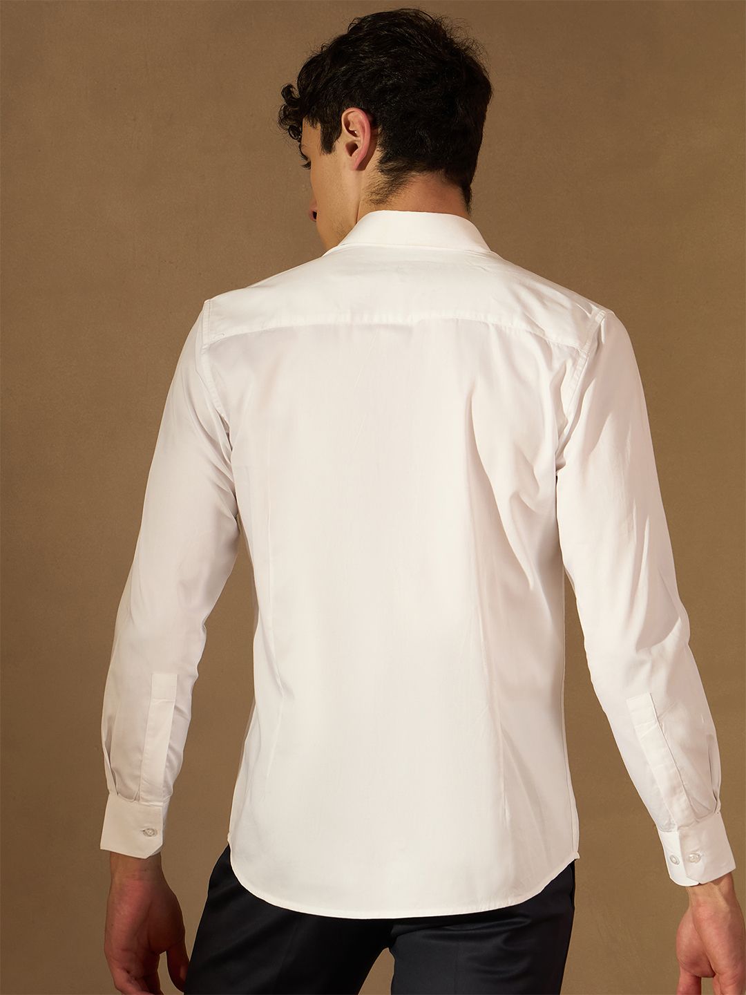 DENNISON Smart Abstract Printed Spread Collar Long Sleeve Cotton Shirt