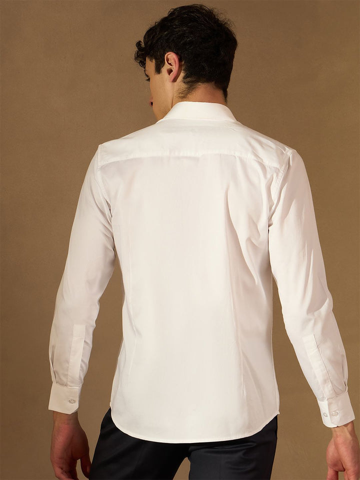 DENNISON Smart Abstract Printed Spread Collar Long Sleeve Cotton Shirt