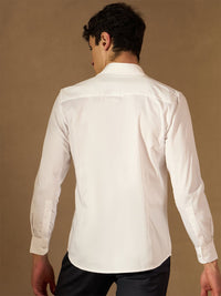 DENNISON Smart Abstract Printed Spread Collar Long Sleeve Cotton Shirt