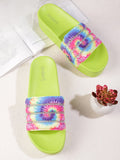 DressBerry Women Abstract Printed Stone Embellished Flatform