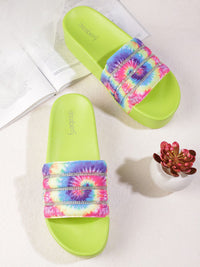 DressBerry Women Abstract Printed Stone Embellished Flatform
