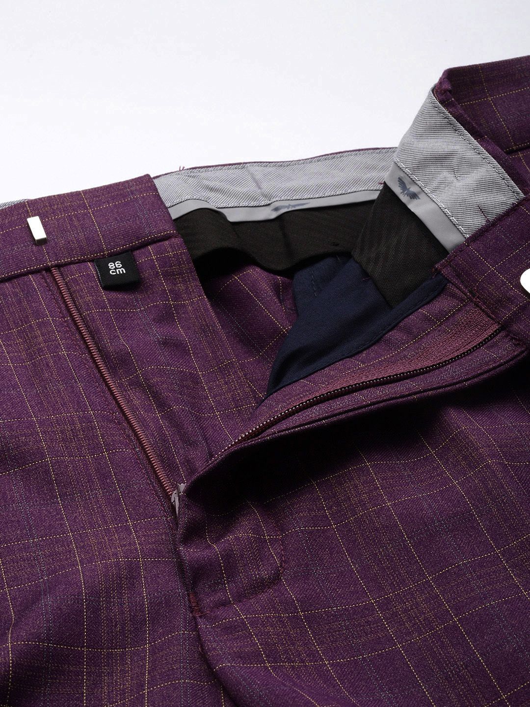 Park Avenue Super Slim Fit Checked Notched Lapel Single-Breasted Formal 3 Piece Suits