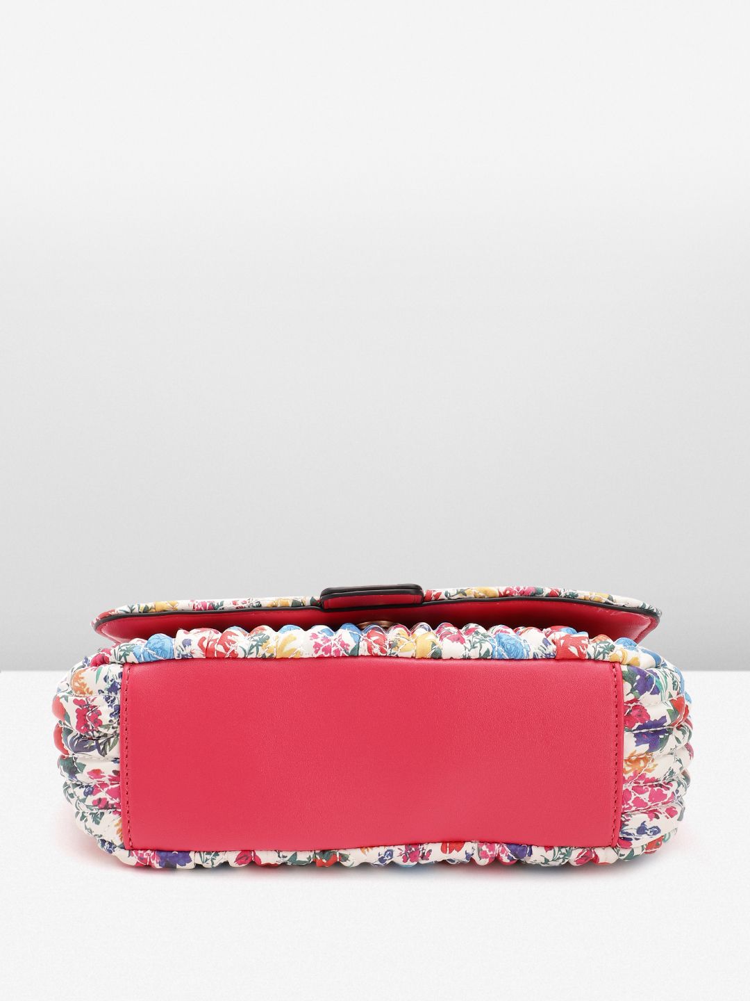 Lino Perros Floral Printed Structured Shoulder Bag With Quilted Detail