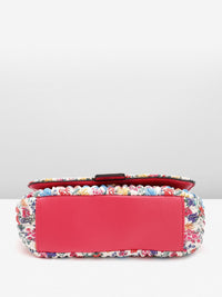 Lino Perros Floral Printed Structured Shoulder Bag With Quilted Detail