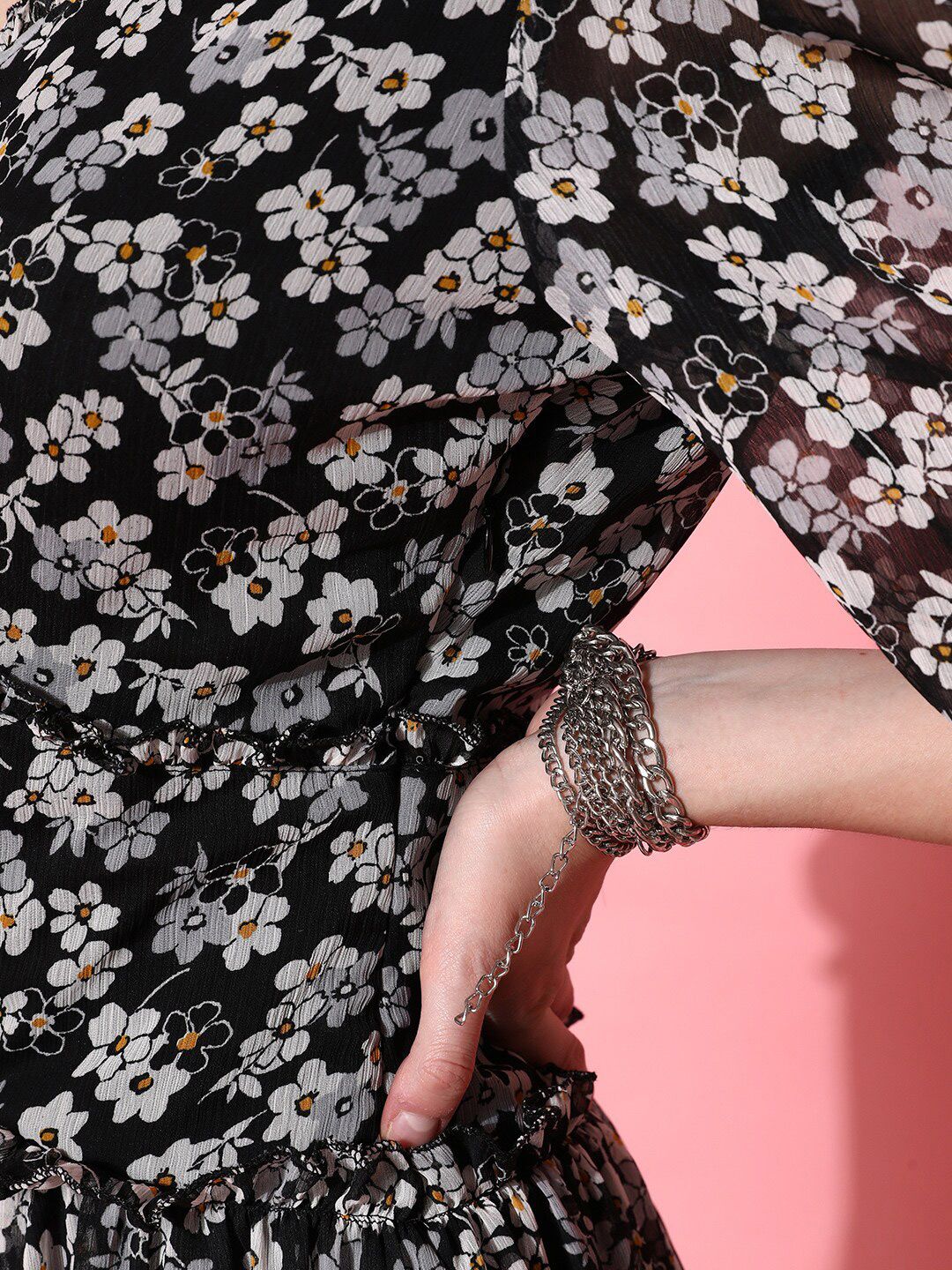 STREET 9 Women Black Floral Dress