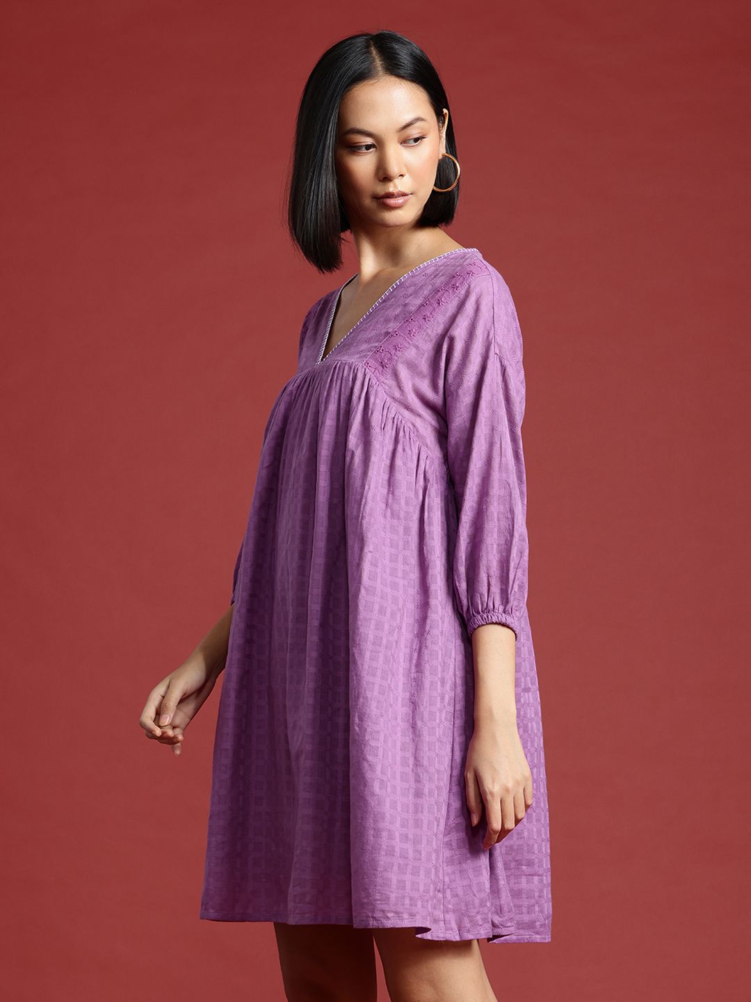 all about you Puff Sleeve Empire Dress