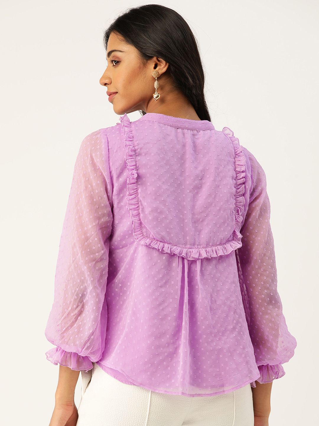 Antheaa Women Lavender Dobby Weave Top