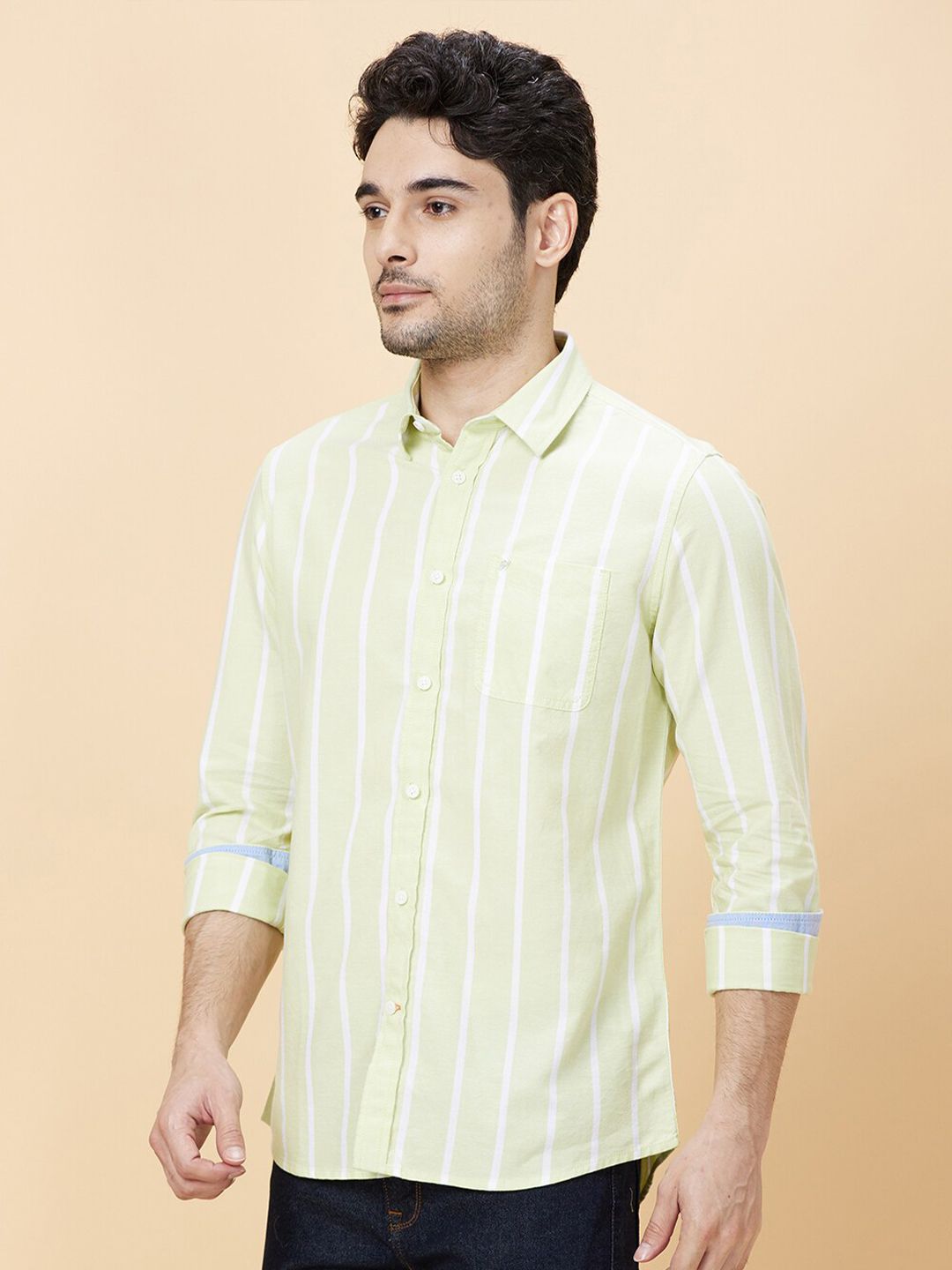 Being Human Slim Fit Striped Opaque Cotton Checked Casual Shirt