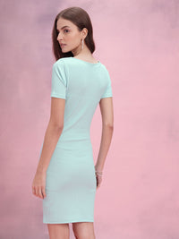 DressBerry Pastel Textured Ribbed Bodycon Dress