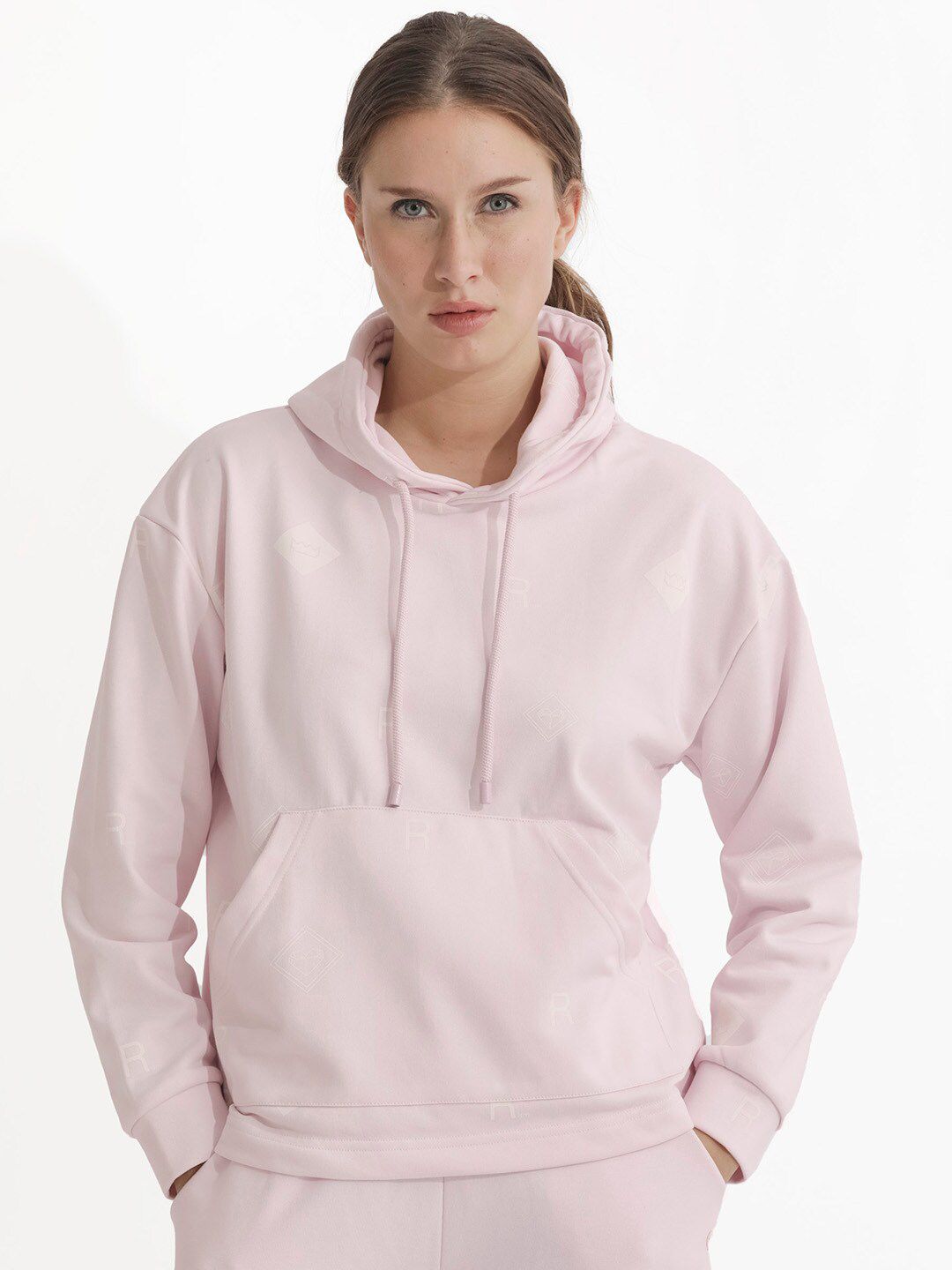 RAREISM Conversational Printed Hooded Cotton Pullover Sweatshirt
