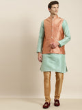 SOJANYA Kurta Belang Hijau Laut Lelaki dengan Jaket Churidar & Nehru