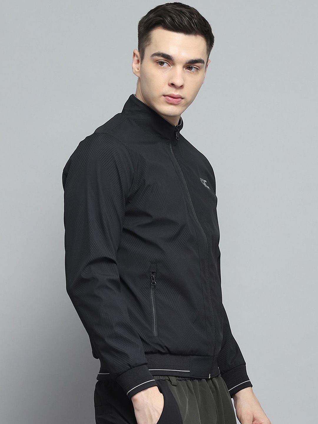 Monte Carlo Men Mock Collar Solid Casual Lightweight Bomber Jacket