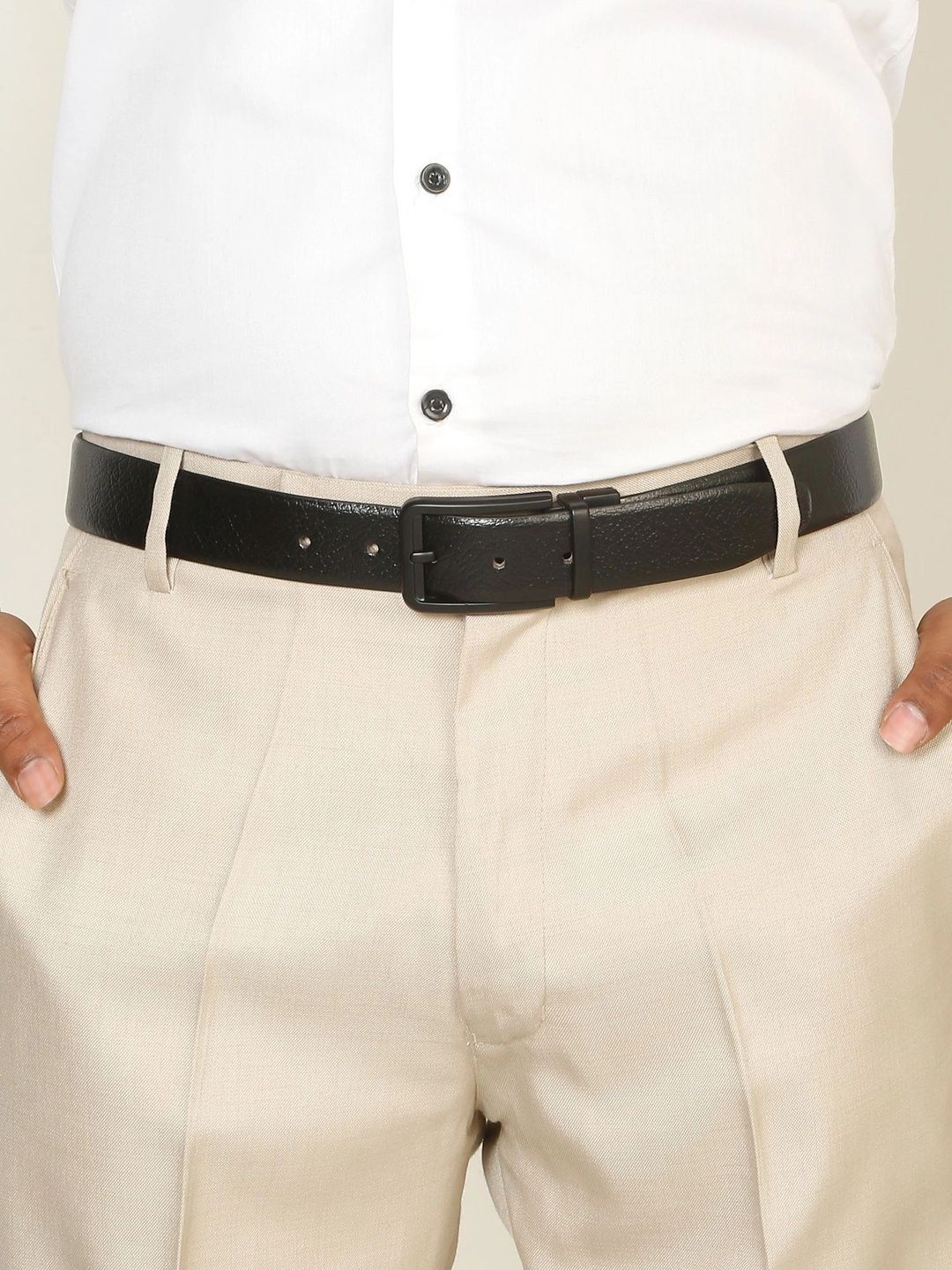 Teakwood Leathers Men Textured Leather Reversible Belt