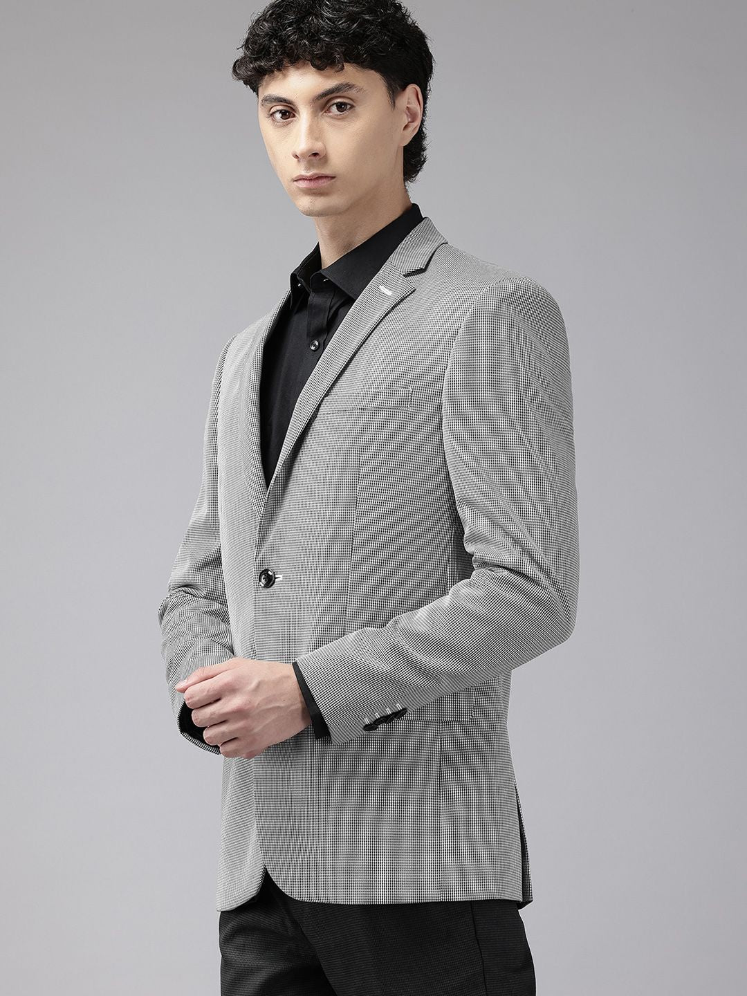 Park Avenue Notched Lapel Collar Single Breasted Slim Fit Blazer Formal