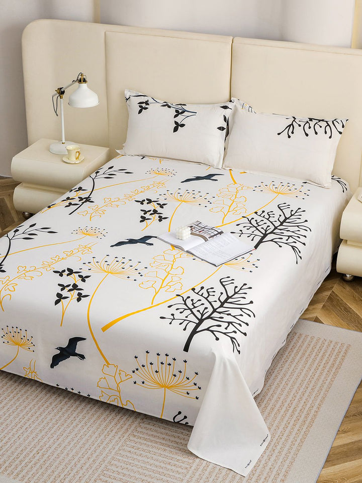 Story@home White Cotton 210 TC 1 King Double Bedsheet with 2 Pillow Covers