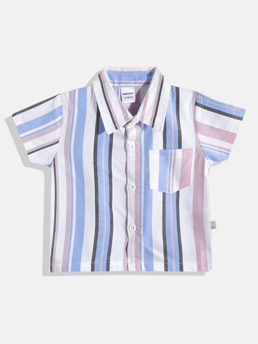 Moms Love Infant Boys Multi Vertical Stripes Pure Cotton Shirt