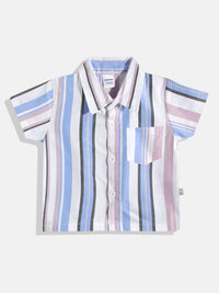 Moms Love Infant Boys Multi Vertical Stripes Pure Cotton Shirt