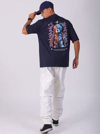 The Indian Garage Co Men Back Printed Boxy Oversized Round Neck T-shirt