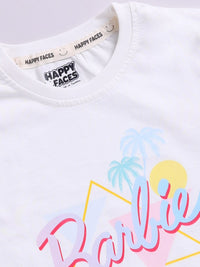 Happy Faces Girls Barbie Print Pure Cotton T-shirt