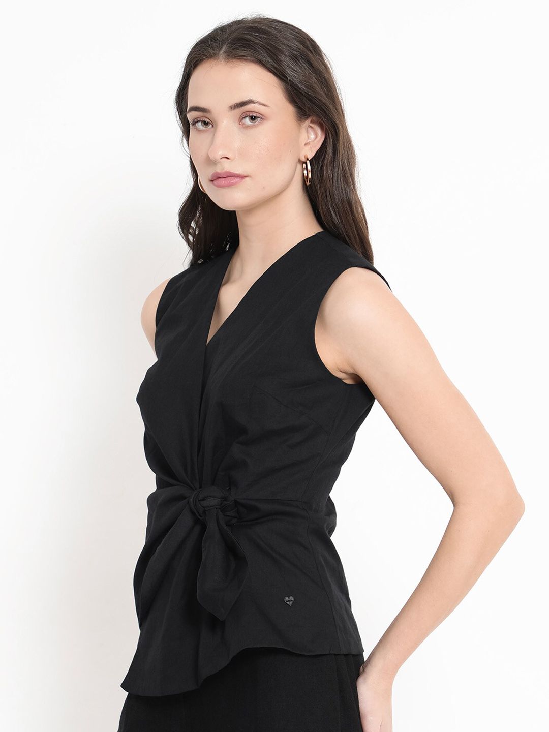 RAREISM Minato V-Neck Tie-Ups Cotton Wrap Top