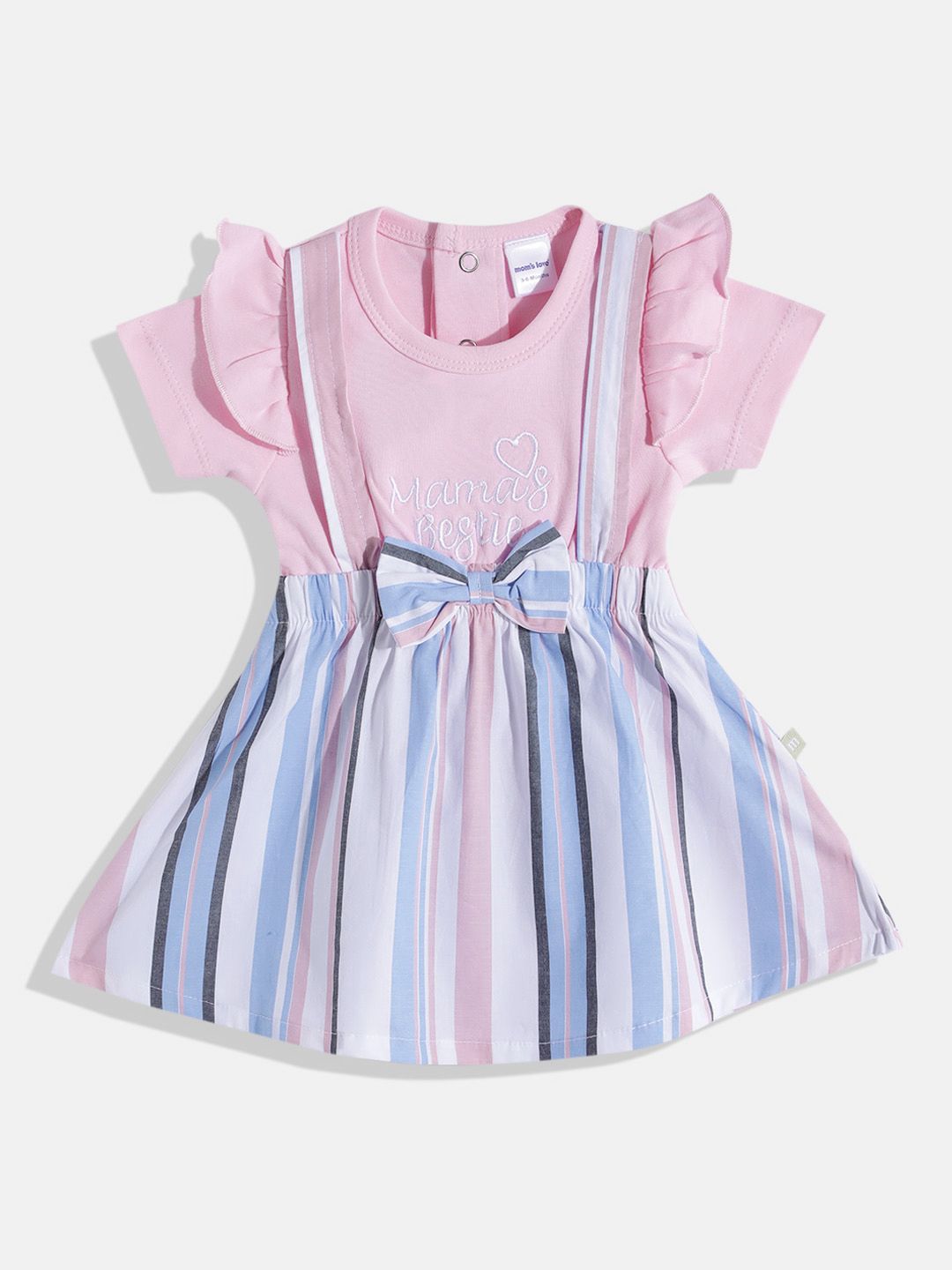 Moms Love Infant Girls Print Bow Detail Pleated Fit & Flare Dress