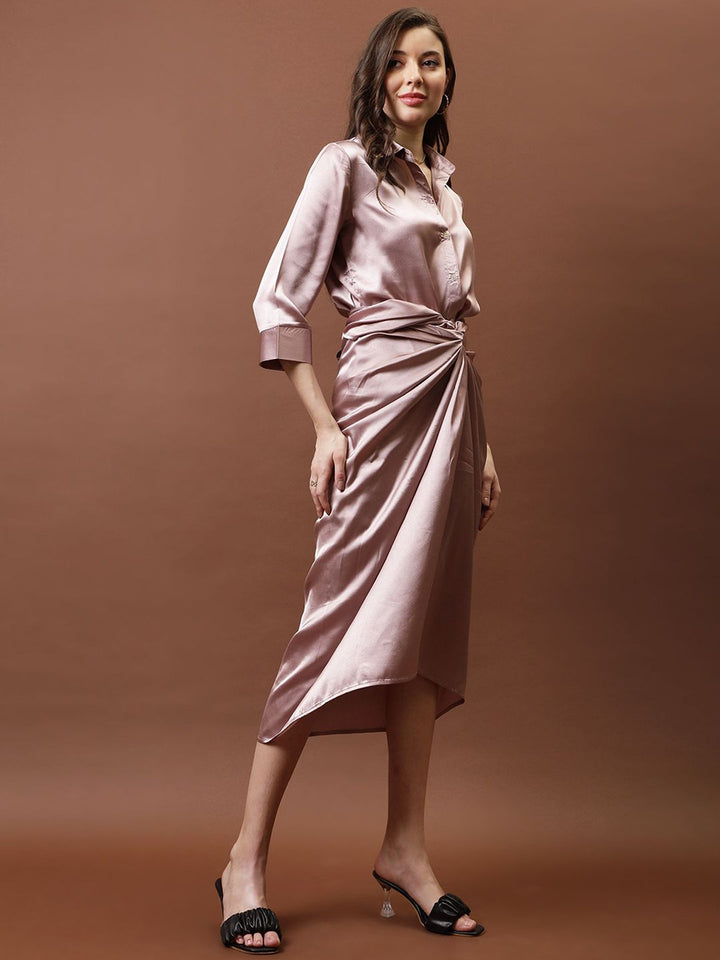 Athena Satin Shirt With Knotting Skirt