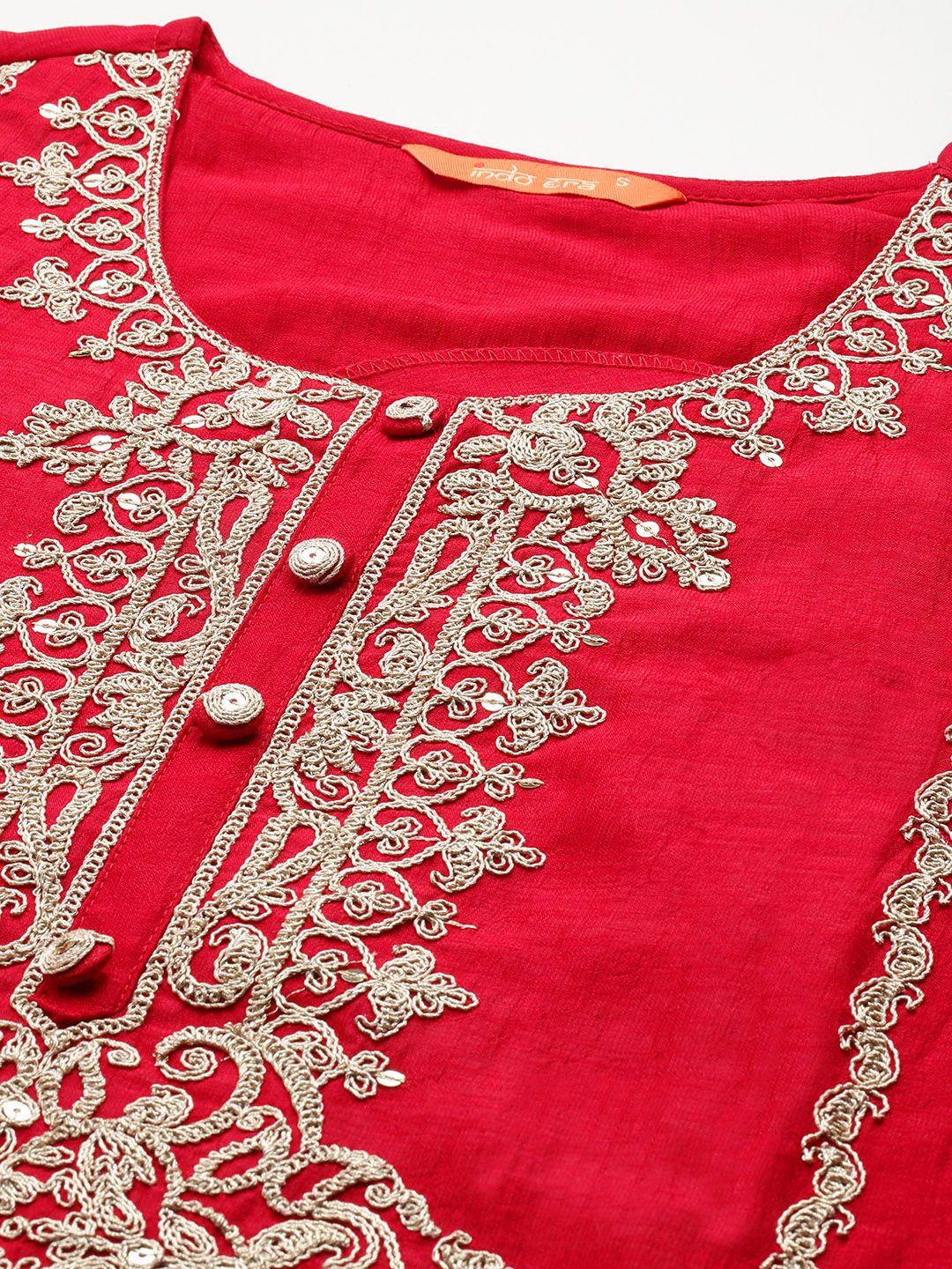 Motif etnik era indo kurta bersulam dengan seluar & dengan dupatta