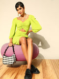 Athena Women Gorgeous Green Solid Cut-Out Dress