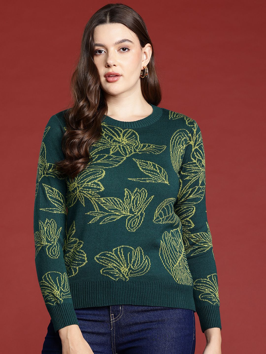 all about you Floral Acrylic Pullover