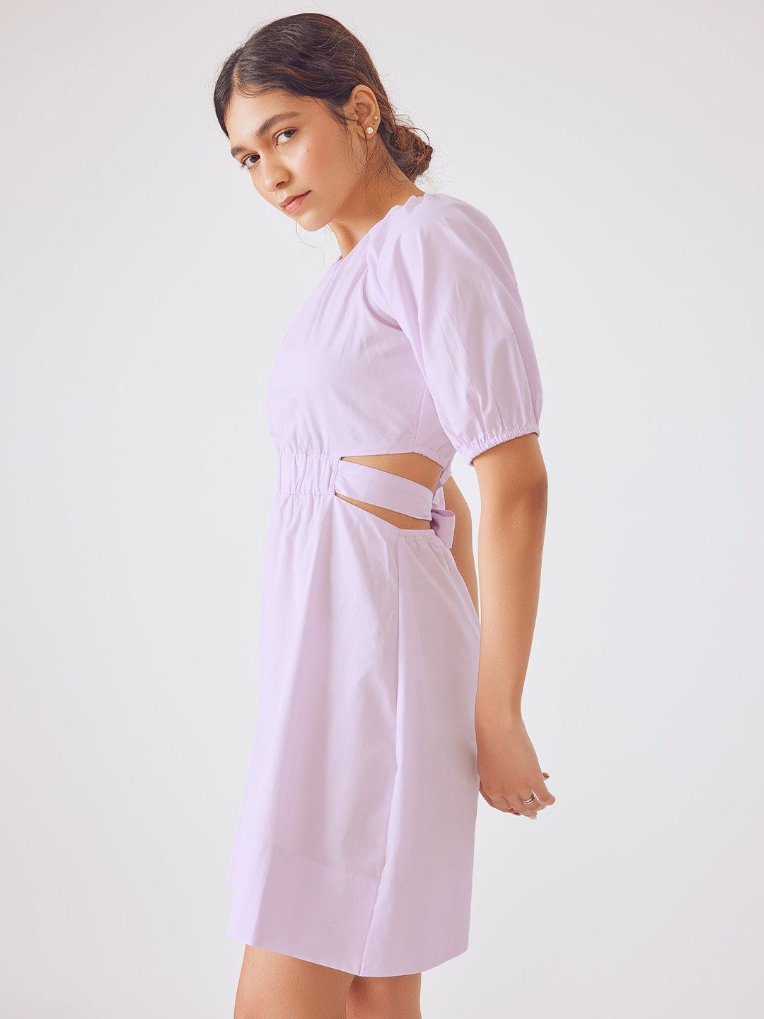The Label Life Puff Sleeves Cut-Out Detail Dress