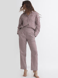 RAREISM Geometric Printed Slim Fit High-Rise Cotton Parallel Trousers