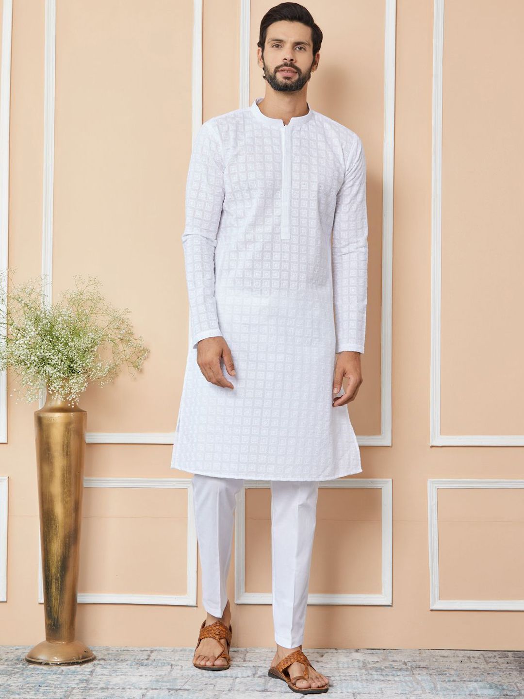 See Designs Ethnic Motifs Embroidered Chikankari Pure Cotton Straight Kurta