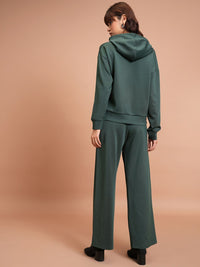 Tokyo Talkies Typography Printed Relaxed Fit Hooded Sweatshirt With Wide Leg Trousers