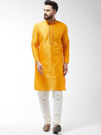 SOJANYA Lelaki Mustard Yellow Yoke Design Straight Kurta