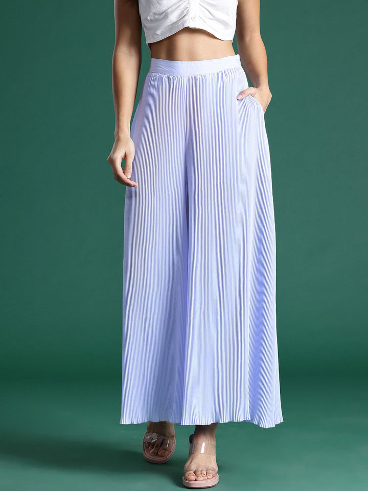 DressBerry Women Accordion Pleats Flared Palazzos