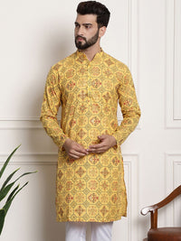 SOJANYA Men Cotton Linen Ethnic Motifs Printed Kurta