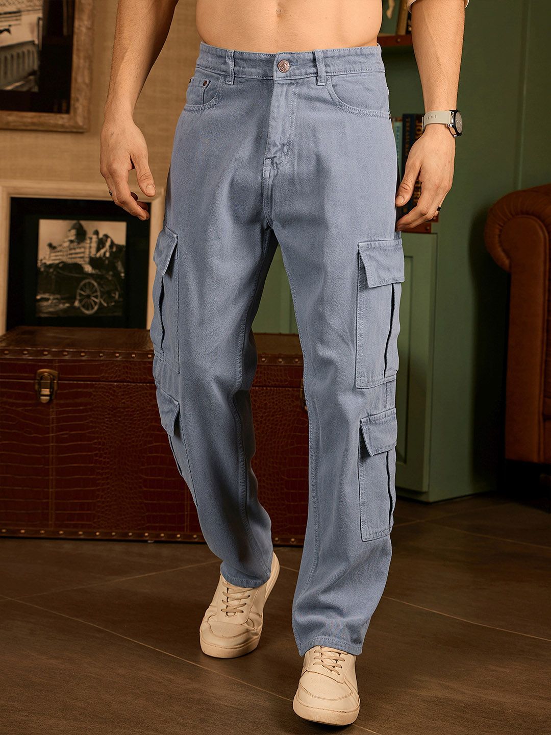 DENNISON Korean Baggy Fit Cargo Jeans