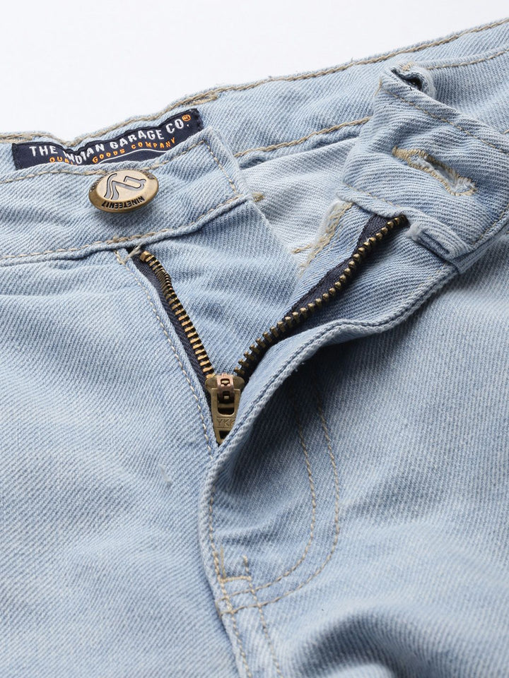 The Indian Garage Co Men Pure Cotton Dad Fit Highly Distressed Jeans