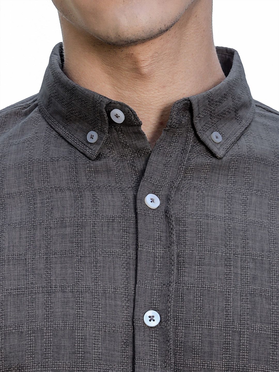 Thomas Scott Men Premium Regular Fit Button-Down Collar Textured Casual Shirt