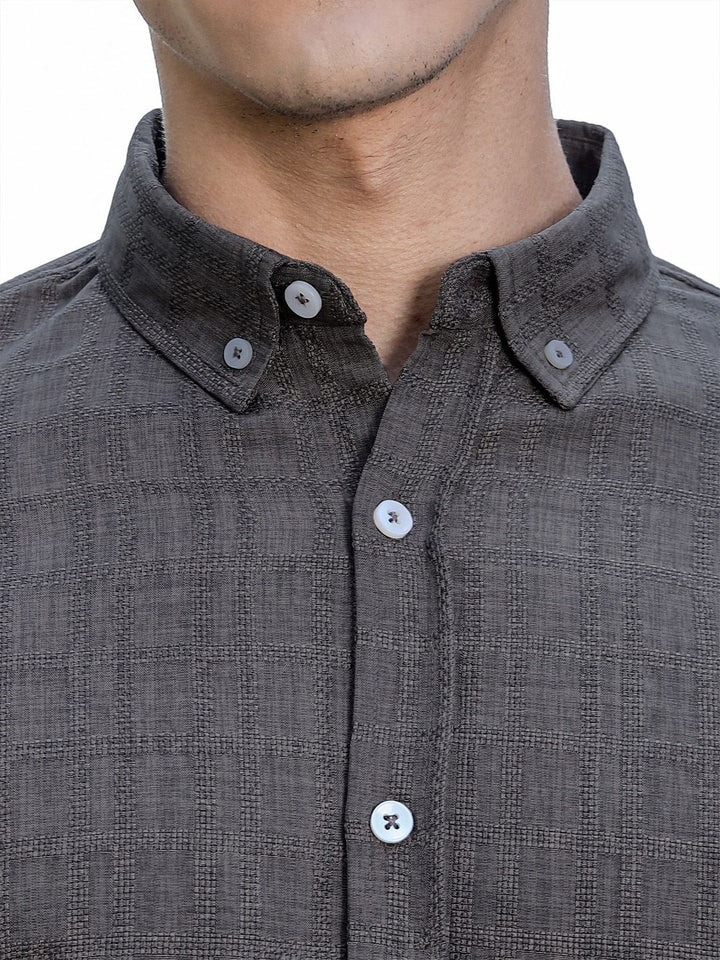 Thomas Scott Men Premium Regular Fit Button-Down Collar Textured Casual Shirt