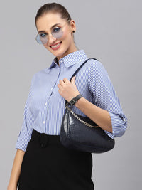 Style Quotient Women Blue Smart Striped Casual Shirt