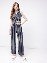 DressBerry Stroll On Over Striped Straight Fit Trousers